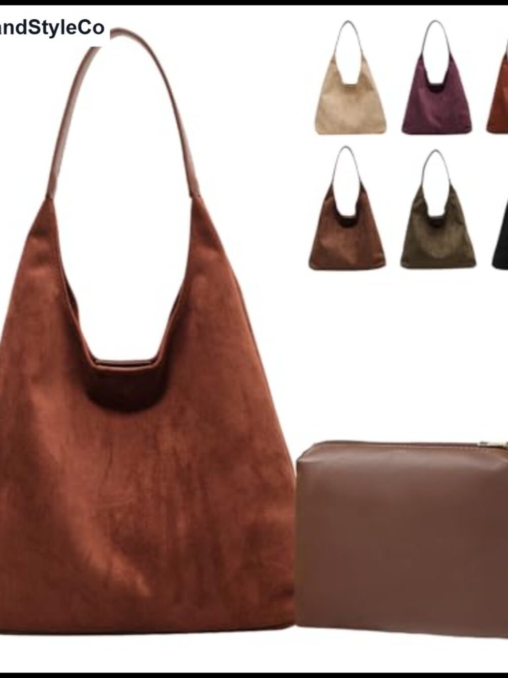 Faux Suede Slouchy Hobo Tote Bag Shoulder Handbag Retro